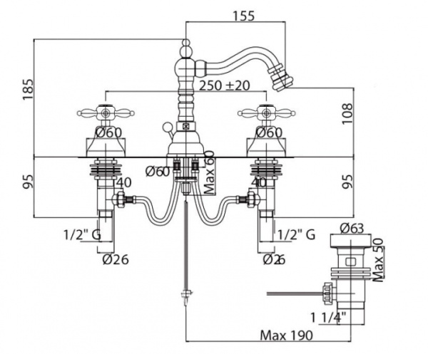 Смеситель для раковины Cezares First FIRST-BLS2-03/24-M