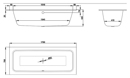 Ванна стальная (170х70) Bette One 3311-000 PLUS с шумоизоляцией