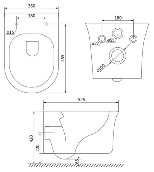 Унитаз IDDIS подвесной безободковый Sena (SENRDSEi25)