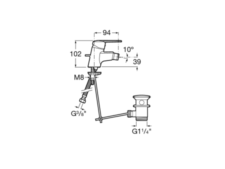 Смеситель для биде с донным клапаном Roca Victoria  5A6N25C0M