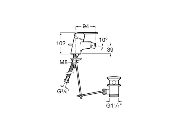 Смеситель для биде с донным клапаном Roca Victoria  5A6N25C0M