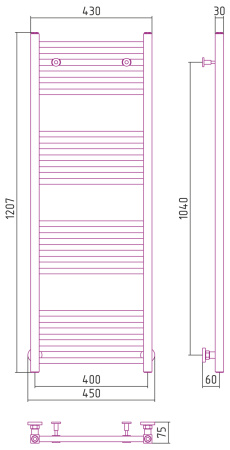 Полотенцесушитель водяной Сунержа Модус (120х40) Хром 00-0250-1240