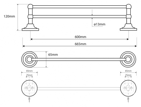 Двойной держатель полотенца Bemeta Retro 144104057