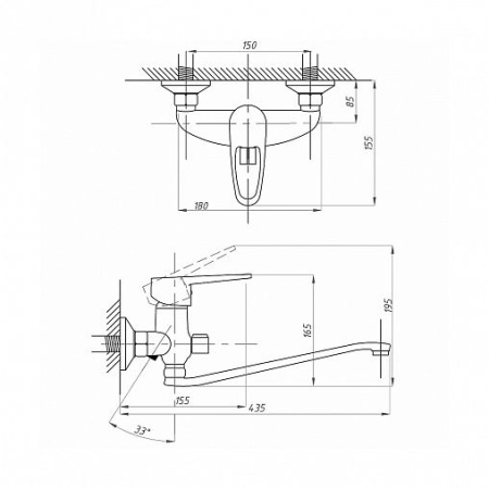 Смеситель для ванны с душем FAUZT FZs-888-126 тип См-ВУОРНШлА