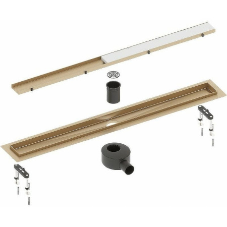 Душевой лоток Timo Drain System 80 DS230208/17 с решеткой золото матовое / под плитку