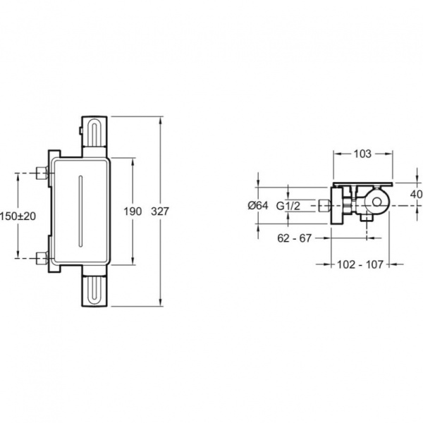 Смеситель для душа термостатический Jacob Delafon Metro E21767-CP