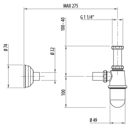 Сифон для раковины Gattoni Accessori 0152/00C0 cr
