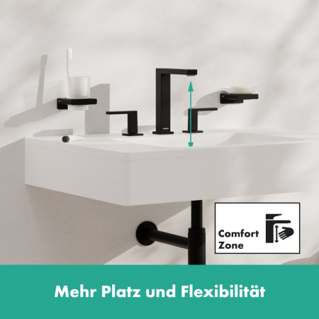 Смеситель для раковины на 3 отверстия с донным клапаном Push-Open Hansgrohe Tecturis E 73030670 черный матовый