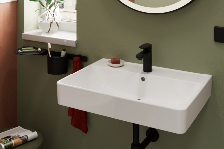 Смеситель для раковины с донным клапаном CoolStart Hansgrohe Vernis Blend 71585670 черный матовый