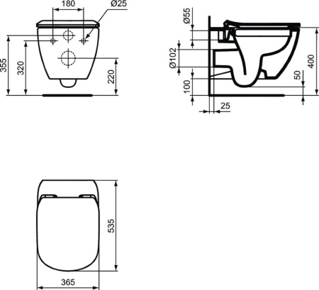 Комплект унитаз + инсталляция Ideal Standard Tesi T355101PT15