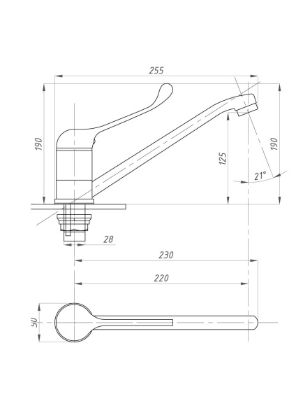 Смеситель для раковины локтевой хирургический ПСМ-Профсан  МЕДИК PSM-425-055