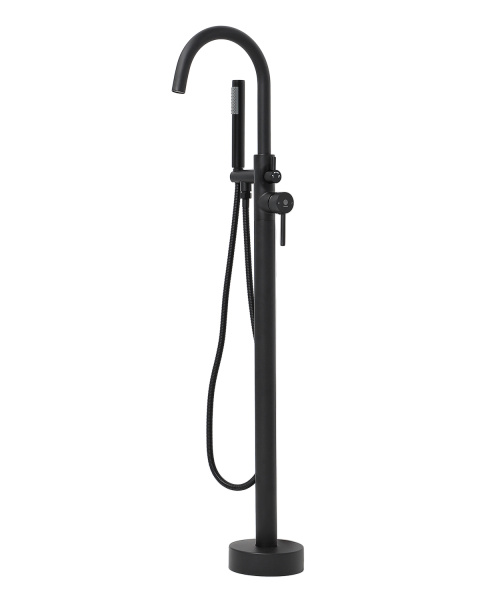 Смеситель для ванны однорычажный напольный с душевым набором Orange Steel M99-336b черный