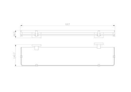 Стеклянная полка для ванной WONZON & WOGHAND FLAT, хром WW-9727