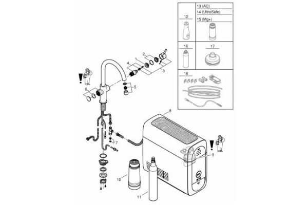 Стартовый комплект GROHE Blue Home c C-образным изливом 31455 KS1  (31455KS1)