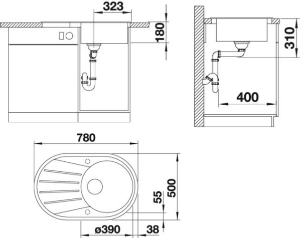 Комплект Blanco TAMOS 45 S (шампань) + MIDA (шампань) 521394M2
