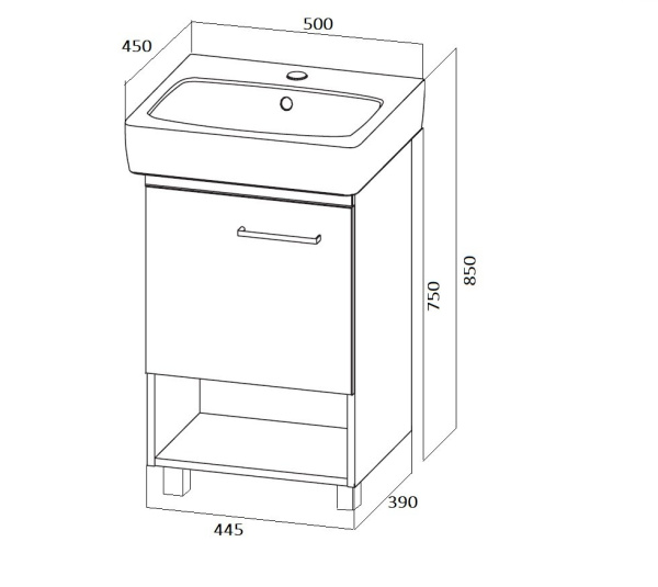 Тумба под раковину 1Marka  Tera 50Н У76057