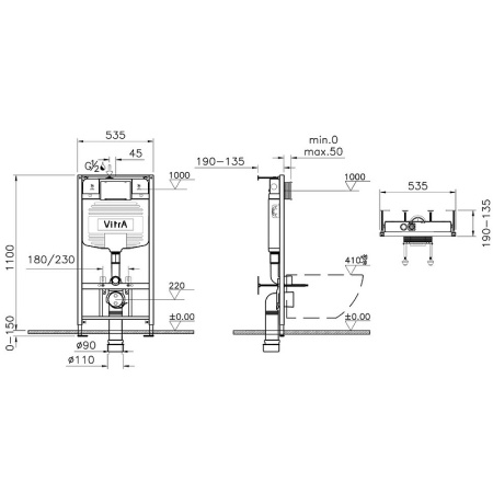 Инсталляция с унитазом Vitra Normus L-box 9773B003-7206