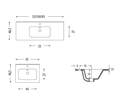 Раковина Eban Slim FPLSL081-B*1