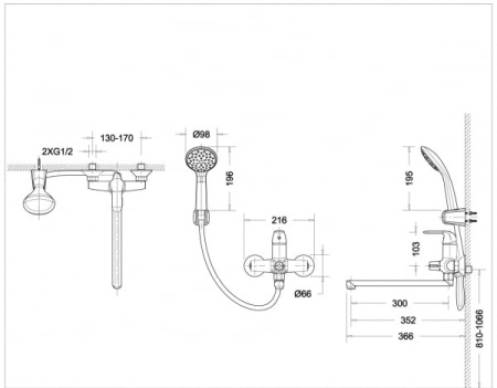 Смеситель для ванны Bravat Simple F6135193CP-LB-RUS