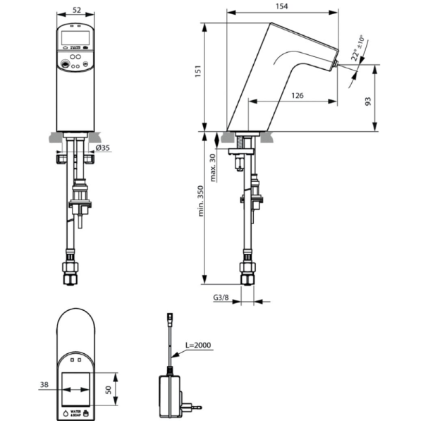 Интеллектуальный смеситель с бесконтактным управлением Ideal Standard INTELLIMIX A7488AA