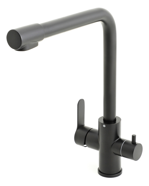 Смеситель для кухни однорычажный с каналом для питьевой воды Orange Steel M99-008b черный