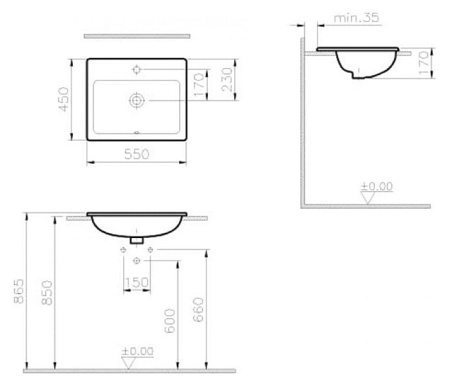 Раковина VITRA S20 5465B003-0001 (55x45)
