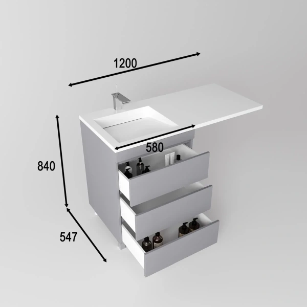 Тумба под стиральную машину напольная без раковины Style Line Даллас Леон СС-00002449 светло-серый матовый