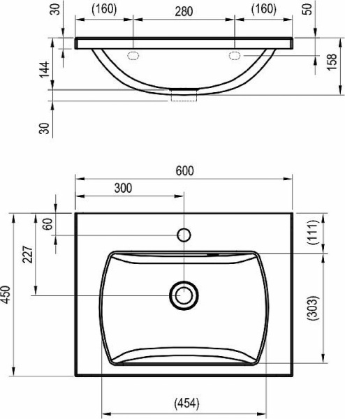 Раковина полувстраиваемая Ravak Classic II 60 XJX01160003