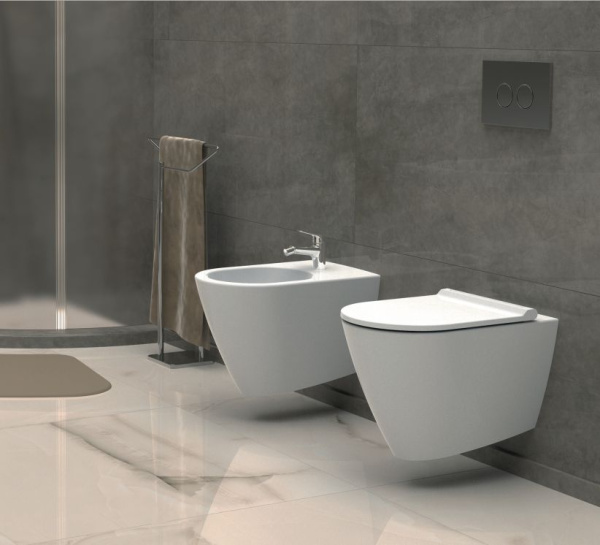 Подвесной безободковый унитаз с функцией биде с сиденьем микролифт beWash Alesta ALKA054H1VE0W5SZ0