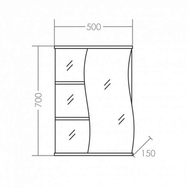 Зеркальный шкаф (50х70)  СаНта Волна 50  101006