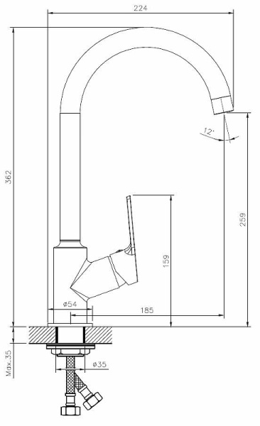 Смеситель для кухни ESKO St.-Petersburg (SPb 519 GRF)