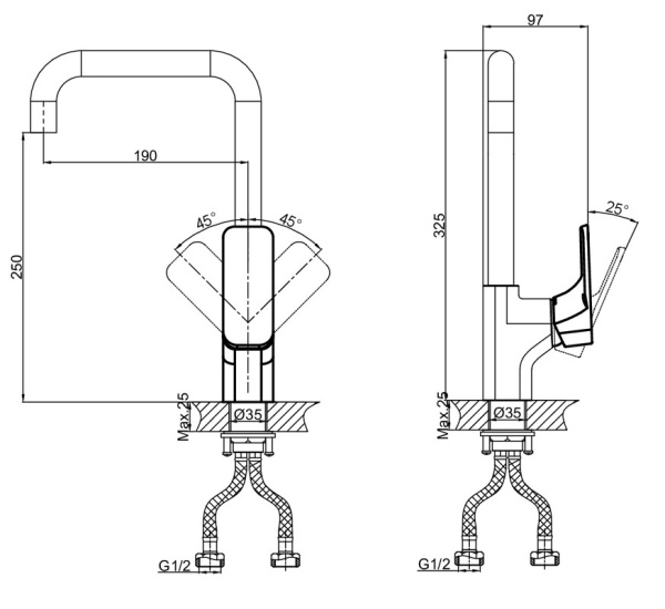 Смеситель для кухни D&K Berlin.Tourto DA1432483 высокий золото