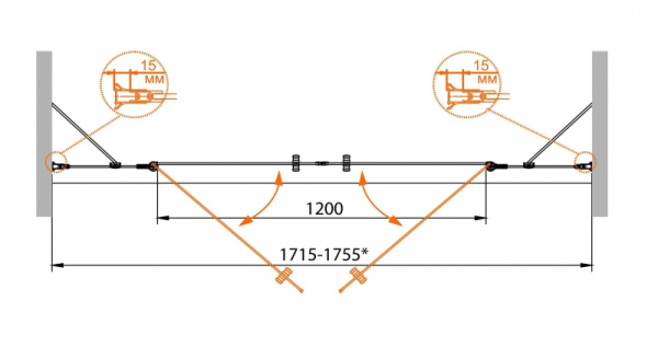 Душевая дверь в нишу Cezares ROYAL PALACE-A-B-22-180-C-Br