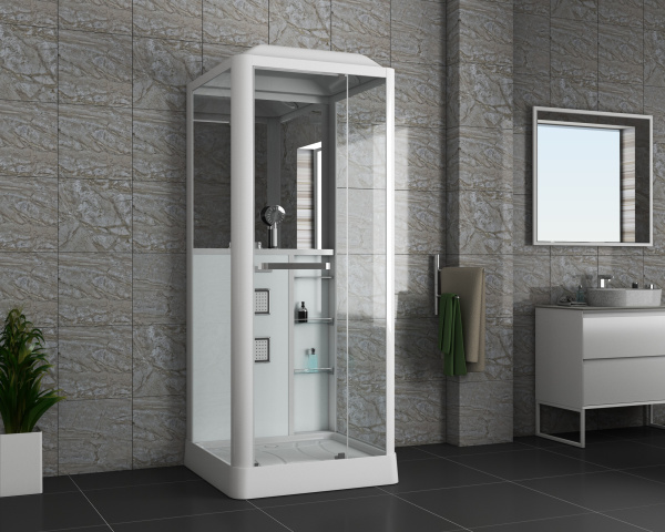Душевая кабина (90х90) Grossman  GR121 распашная, белый, прозрачный