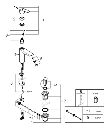 Смеситель однорычажный для раковины Grohe Eurosmart 23322 003 (23322003) хром