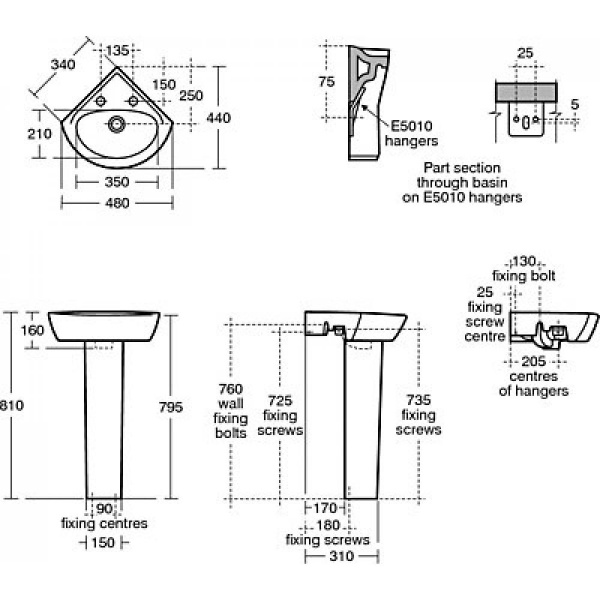 Крепеж для раковины Ideal Standard, E015767 Крепеж для раковины Ideal Standard, E015767