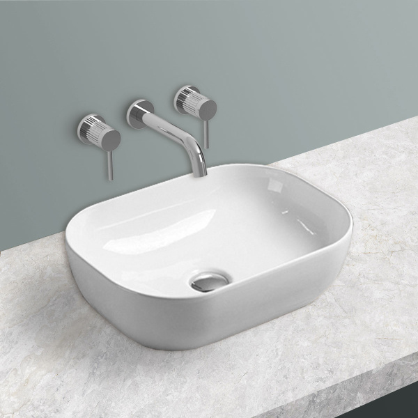 Раковина накладная (45,5х33) Vincea VBS-102 белый глянец