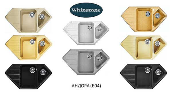 Кухонная мойка Whinstone Андора (E04) черный