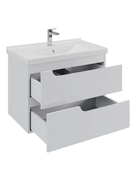 Тумба с раковиной Orange TOPLINE-Milano TP-MR80+RA подвесная, белый глянец