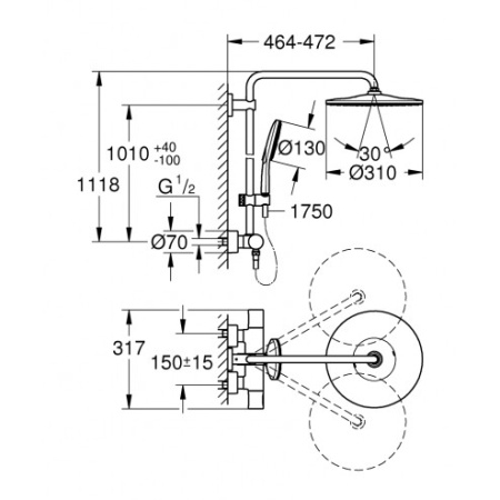 Душевая система Grohe Rainshower Smartactive 26647 000 (26647000) хром