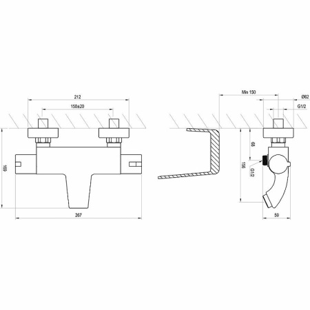Смеситель для ванны Ravak Termo TE 082.00/150 X070046