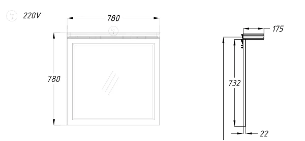 Козырек к зеркалу Opadiris Мираж 80 с выключателем 00-00007321, светлый орех