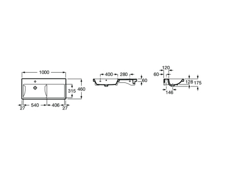 Раковина накладная (100x46) Roca The Gap Plus 3270MB000 левая