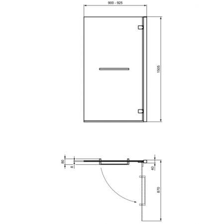 Экран 90х150 см для прямоугольной ванны, правая версия Ideal Standard I.Life, T4888EO