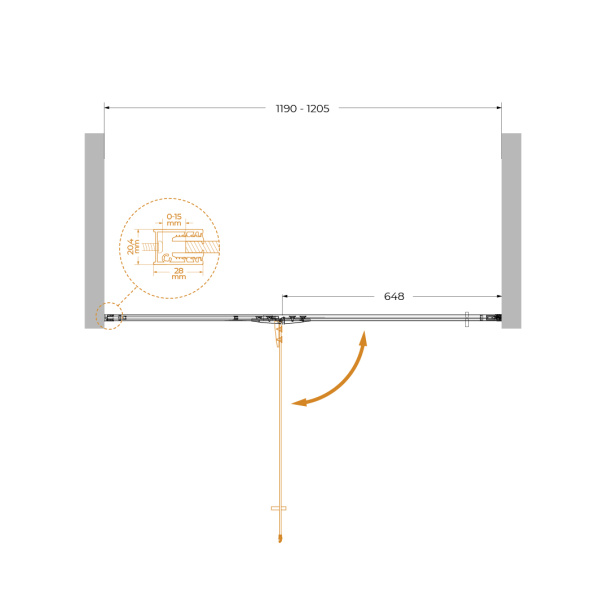 Душевая дверь (120х195) CEZARES LINER LINER-B-12-120-C-Cr-L