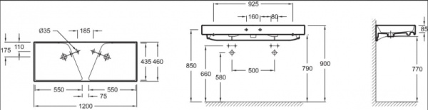 Раковина подвесная двойная Jacob Delafon Rythmik EXM112-Z-00
