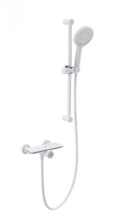 Смеситель для душа с гарнитуром WONZON & WOGHAND ClickPlate, белый матовый WW-B2052-A-MW