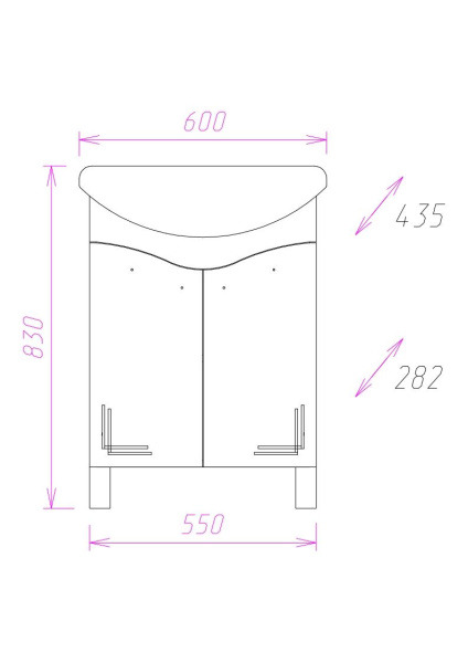Тумба под раковину напольная Onika Лада 60 106002