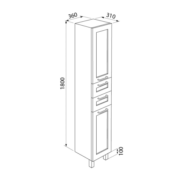 Пенал, IDDIS SEN3600i97, белый/дерево