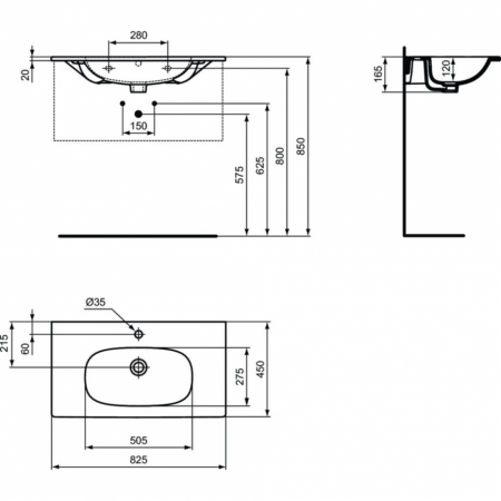 Раковина подвесная Ideal Standard TESI T3509V3
